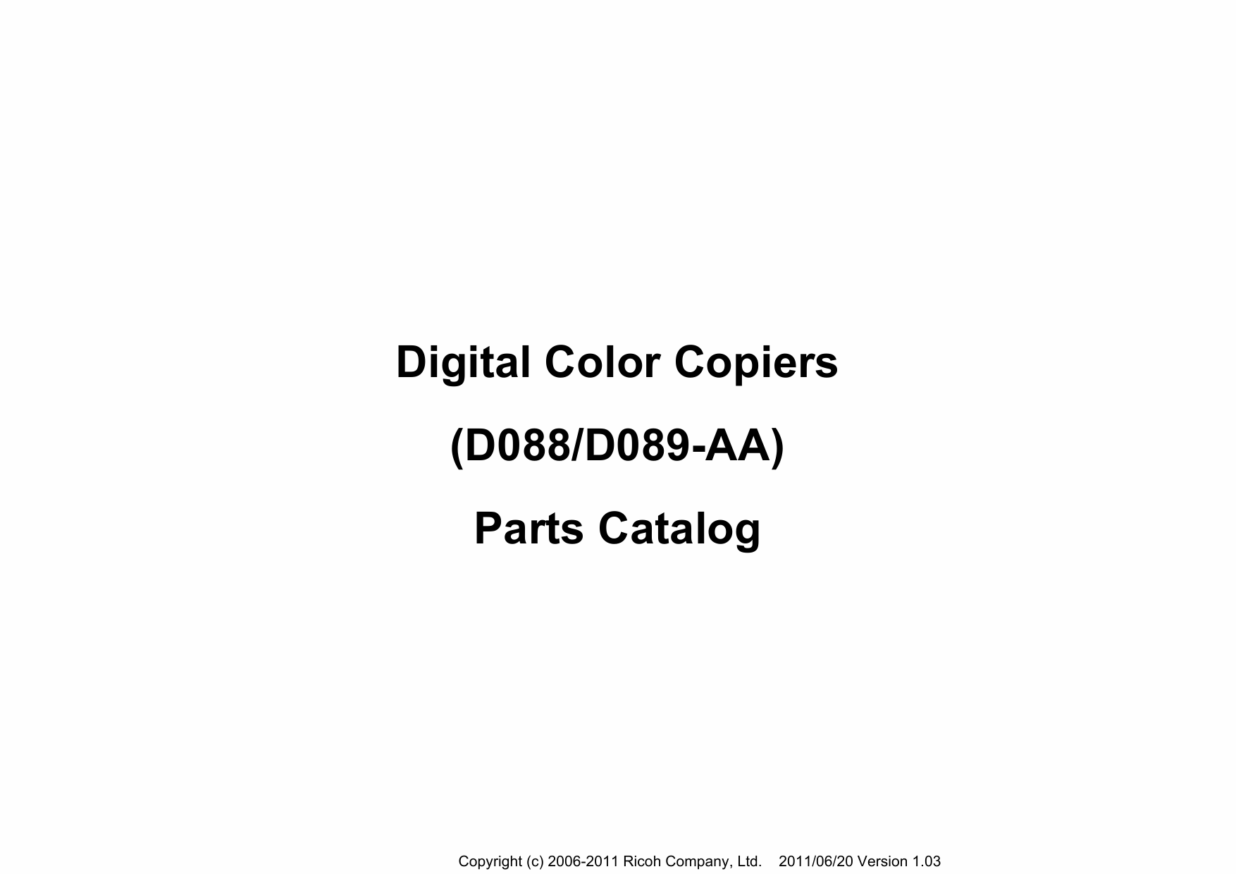 RICOH Aficio MP-C4501A 4501 5501 5501A D088 D089 Parts Catalog-1